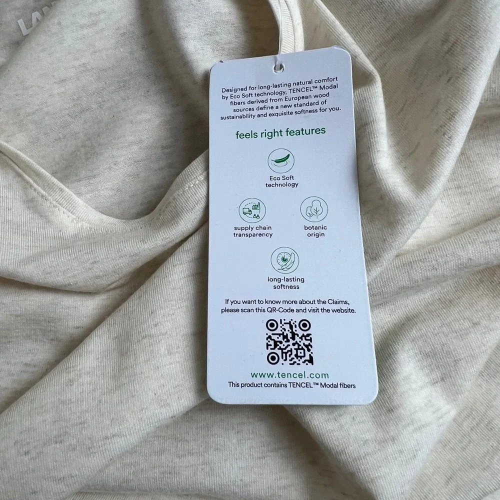 Lands End‎ T-Shirt Tencel Modal Blend Womens Size 1X Cream Oatmeal Heather NEW